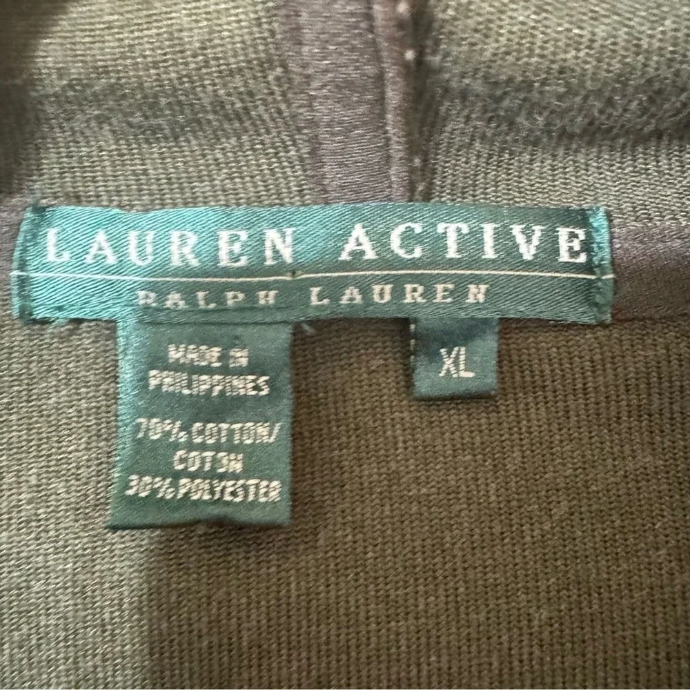 EUC Y2K Lauren Active Ralph Lauren  Green Velour Track Jacket‎ Hoodie-L